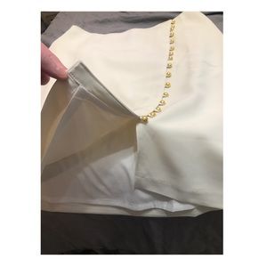 TALBOTS Ivory faux wrap gold button skirt